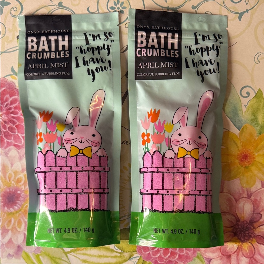 Onyx Bath Crumbles - April Mist with Pink Bunny Design